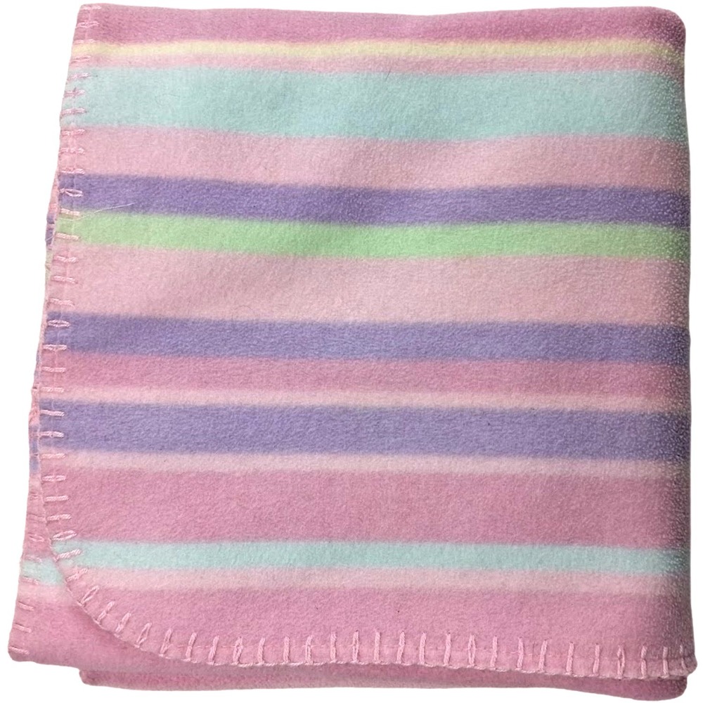 Vtg Circo Baby Girl Pink Stripe Microfleece Blanket Lovey Target HTF Purple Soft